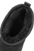 Women's Black Fur Detailed Suede Leather Boots | Derimod