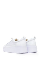 Woman White Lace-Up Thick-Soled Leather Sneaker | Derimod
