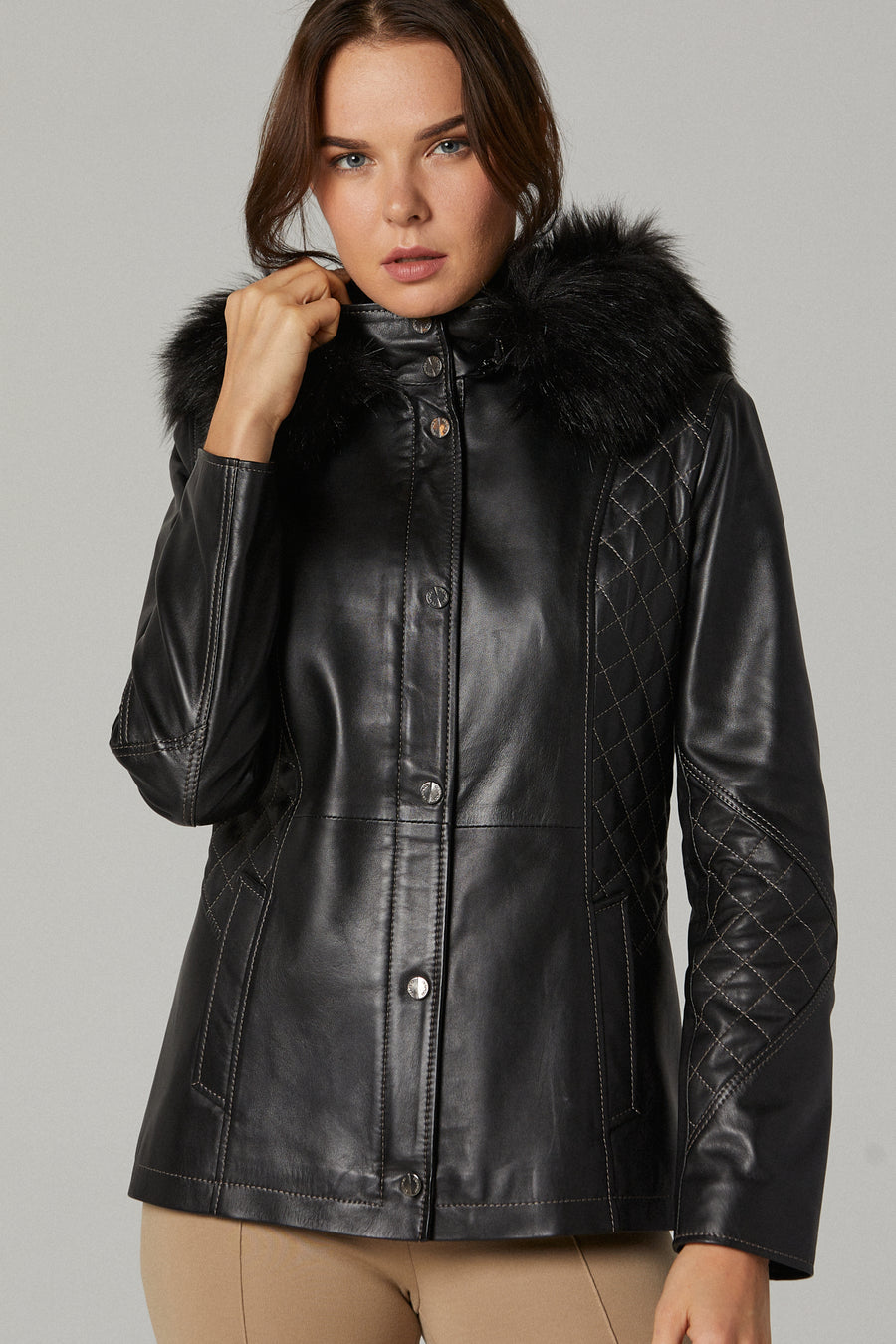 Caroline Women's Leather Jacket 20WGE58881M | Derimod