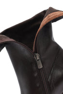 Women's Brown Zippered Thin Heel Leather Boots | Derimod
