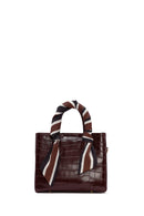 Women's Burgundy Accessory Detailed Long Strap Crocodile Patterned Handbag | Derimod