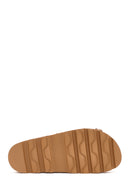 Women's Brown Knit Leather Slippers | Derimod