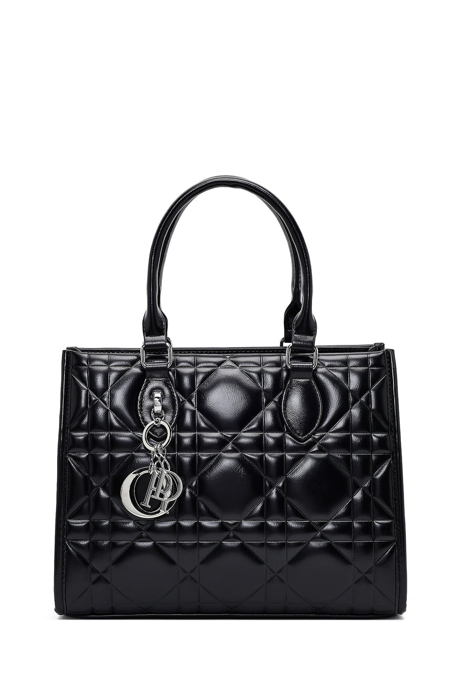 Woman Black Long-Strap Quilted Classic Shoulder Bag