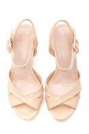 Women's Beige Thick Heeled Platform Sandals | Derimod
