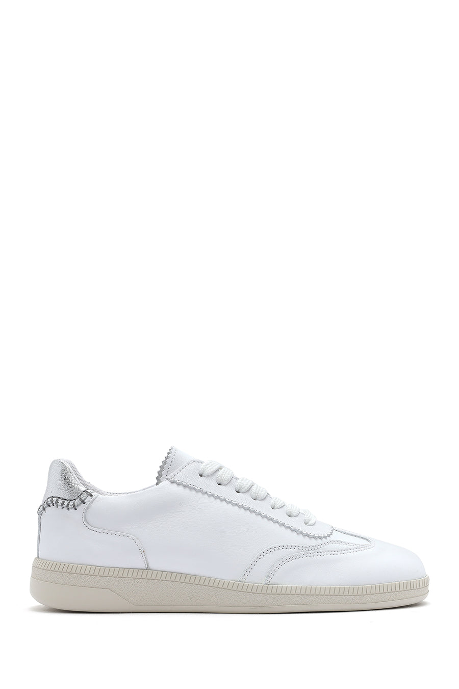 Women's White Lace-Up Leather Sneaker 25SFD420518 | Derimod