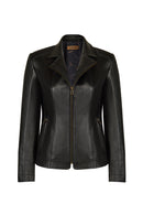 Martha Woman Black Short Leather Jacket | Derimod