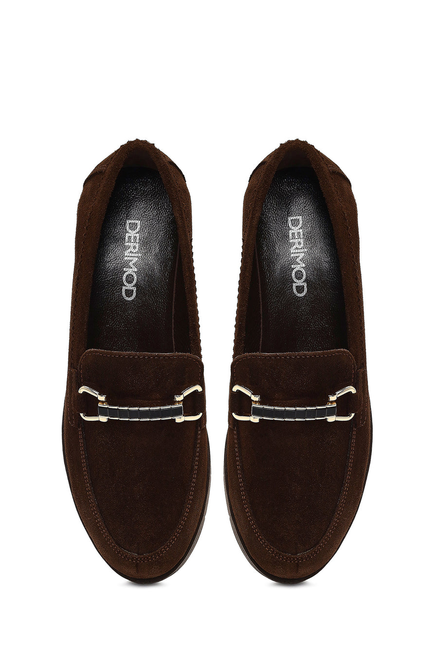 Kadın Kahverengi Tokalı Dolgu Topuklu Süet Deri Comfort Loafer
