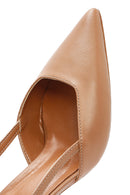 Women's Pink Open-Back Heeled Leather Shoes | Derimod
