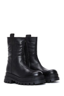 Women's Black Thick Soled Leather Boots | Derimod