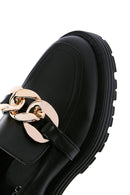 Women's Black Chain Detailed Masculine Loafer | Derimod