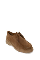 Woman Camel Lace-Up Suede Leather Masculine Shoes | Derimod