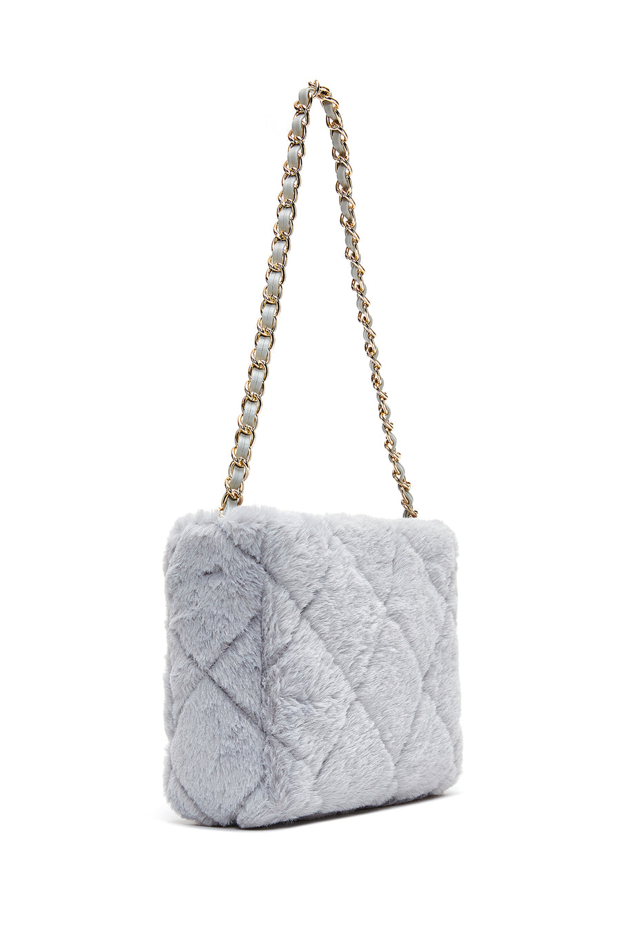Women's Gray Plush Shoulder Bag