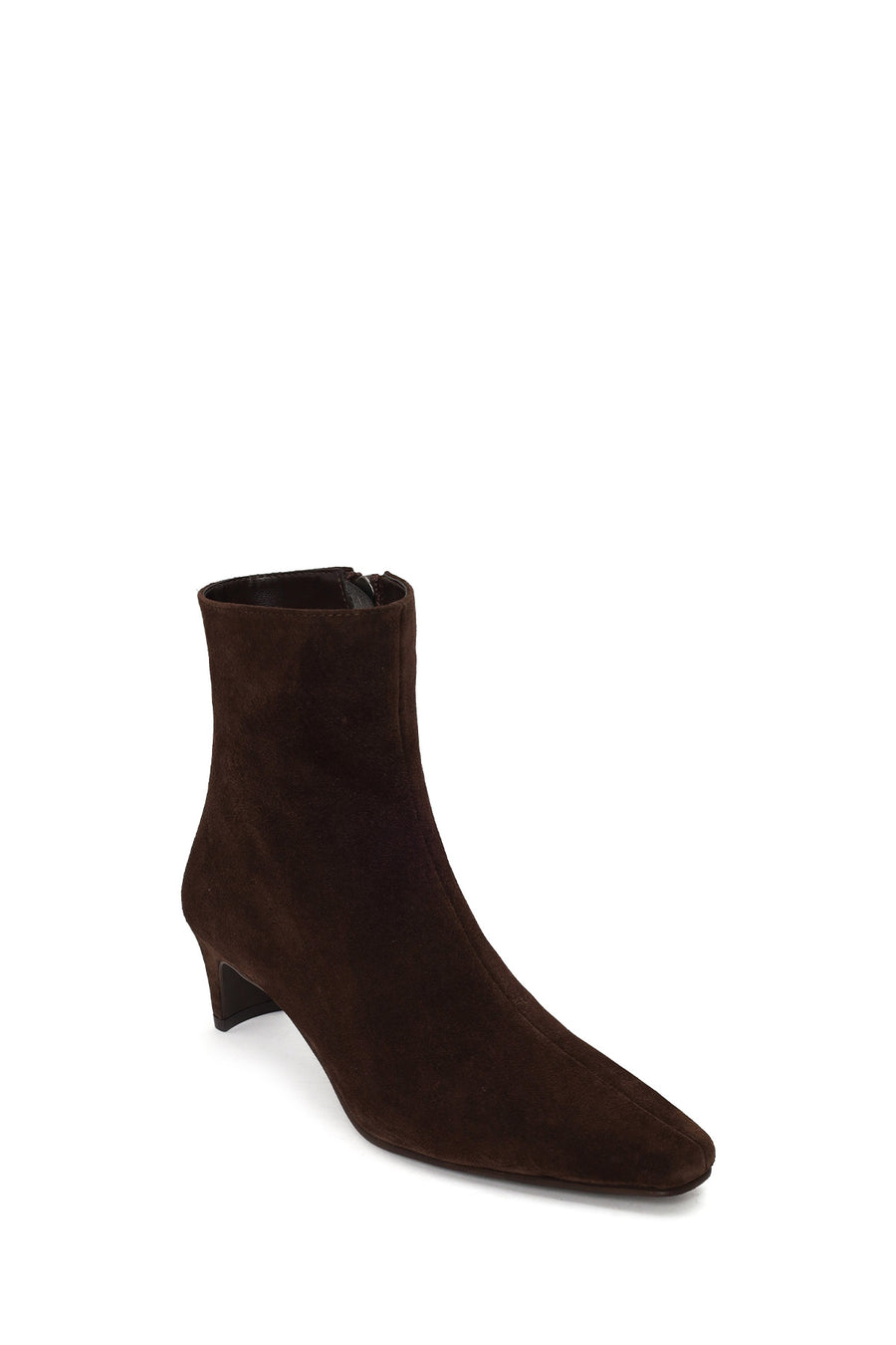 Woman Brown Zip Closure Chunky-Heeled Suede Leather Boots