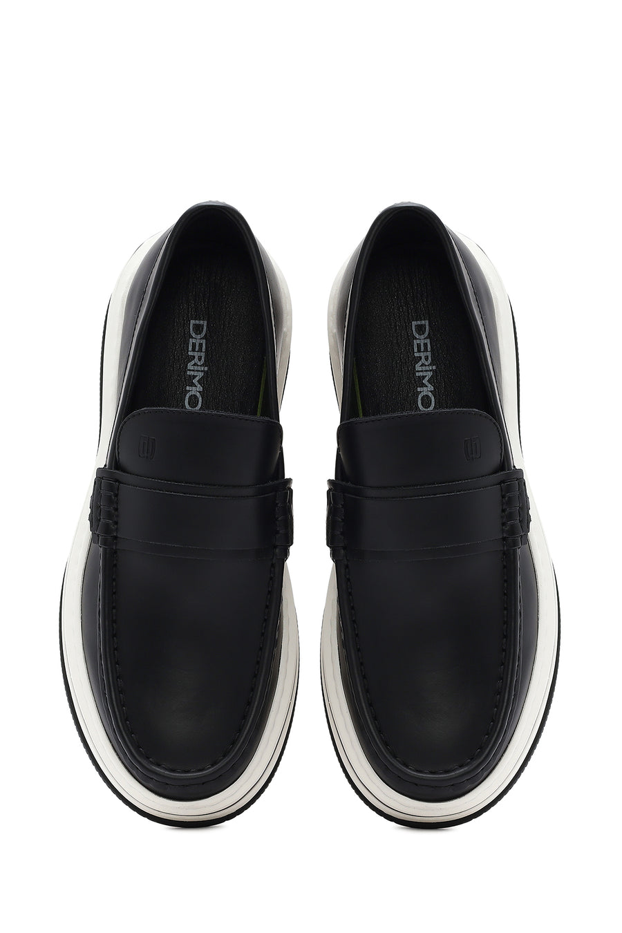 Men's Black Thick-Soled Leather Casual Loafer