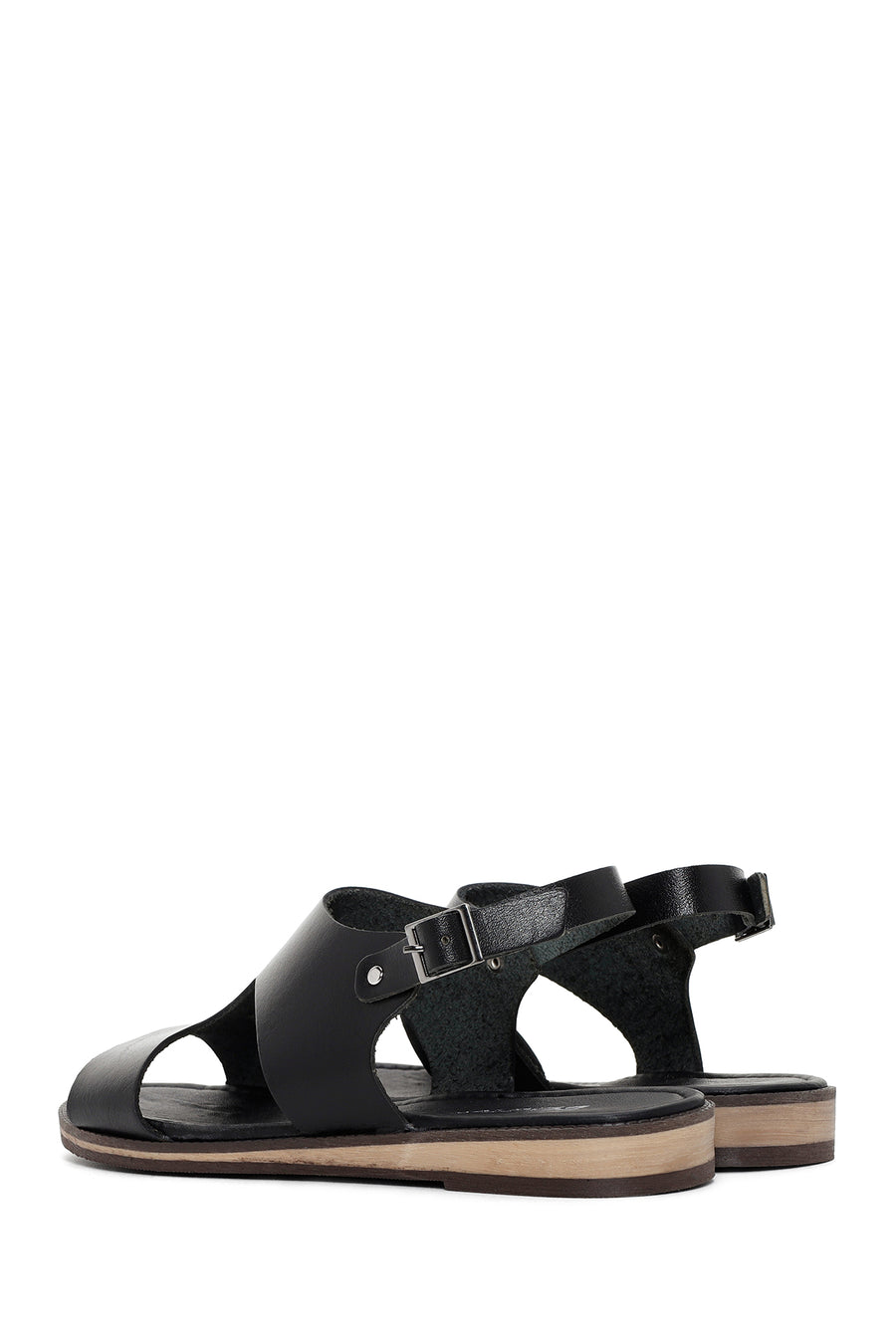 Women's Black Ankle Strap Leather Bodrum Sandals