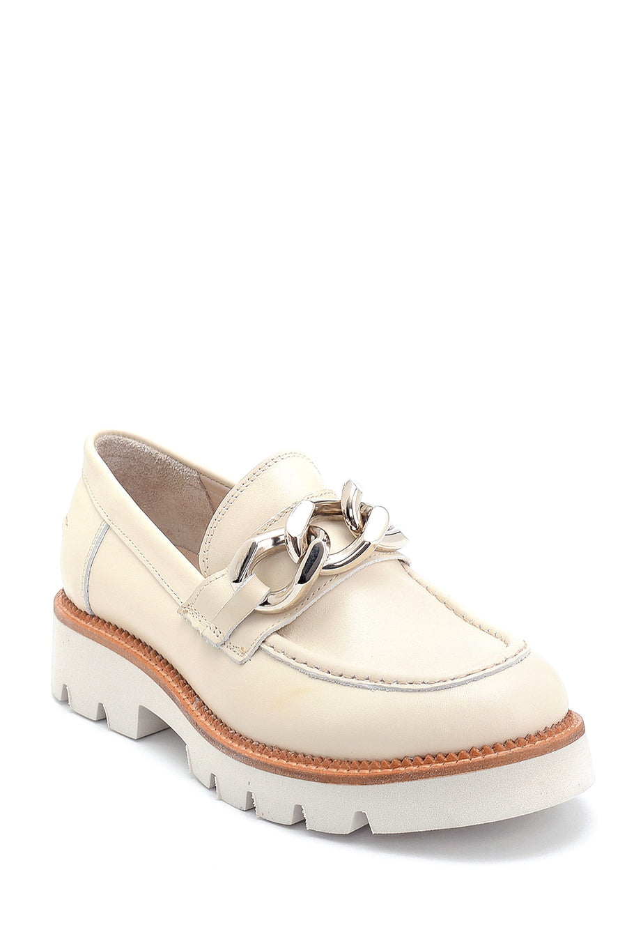 Kadın Deri Zincir Detaylı Loafer