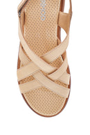 Kadın Bej Deri Comfort Sandalet | Derimod