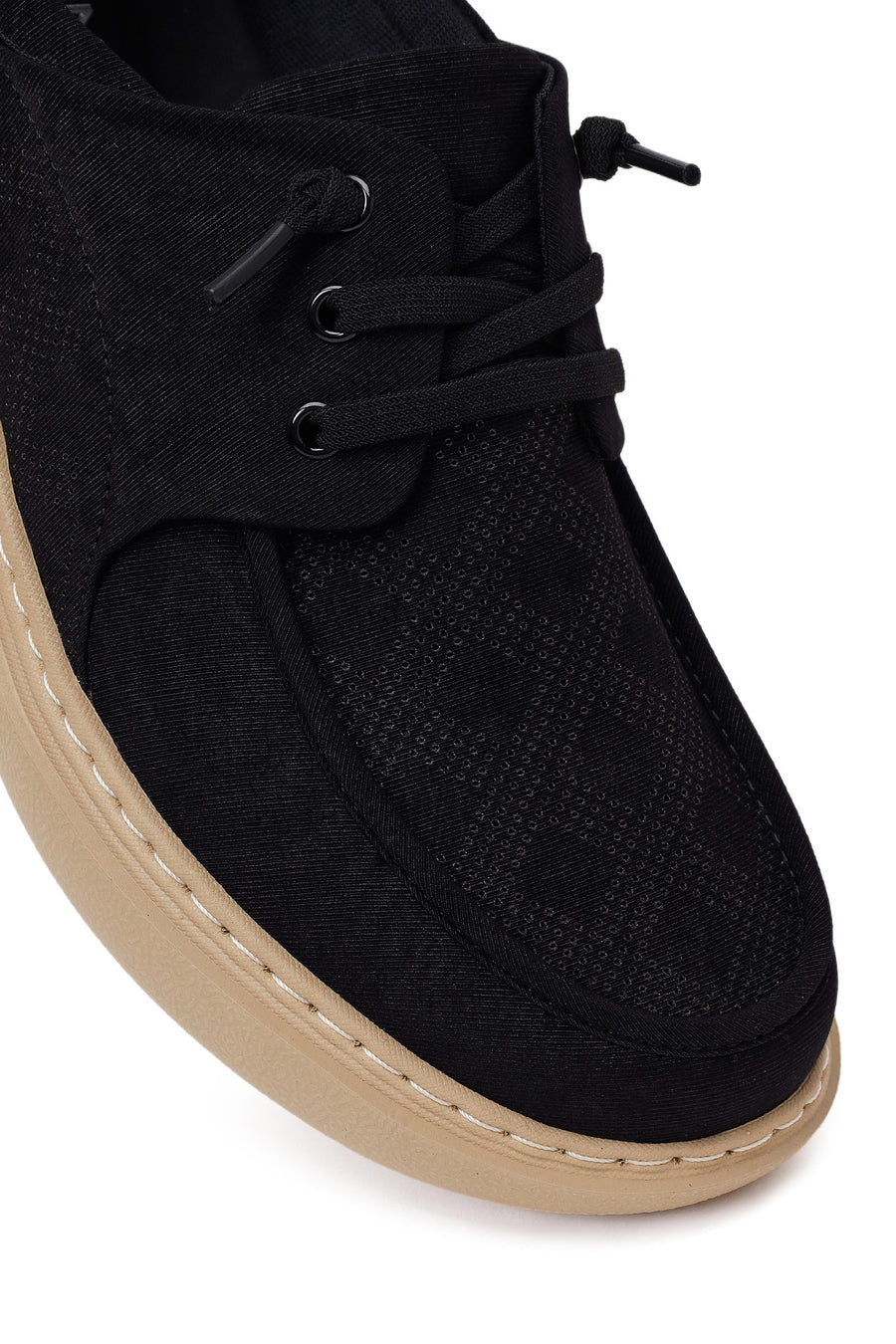 Derimod Zero Male Black Lace-Up Fabric Sneaker