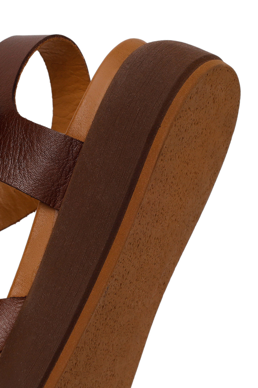 Woman Brown Buckled Thick-Soled Leather Sandal