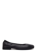 Woman Black Leather Ballet Flat | Derimod