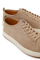 Erkek Bej Bağcıklı Kalın Tabanlı Süet Deri Sneaker | Derimod