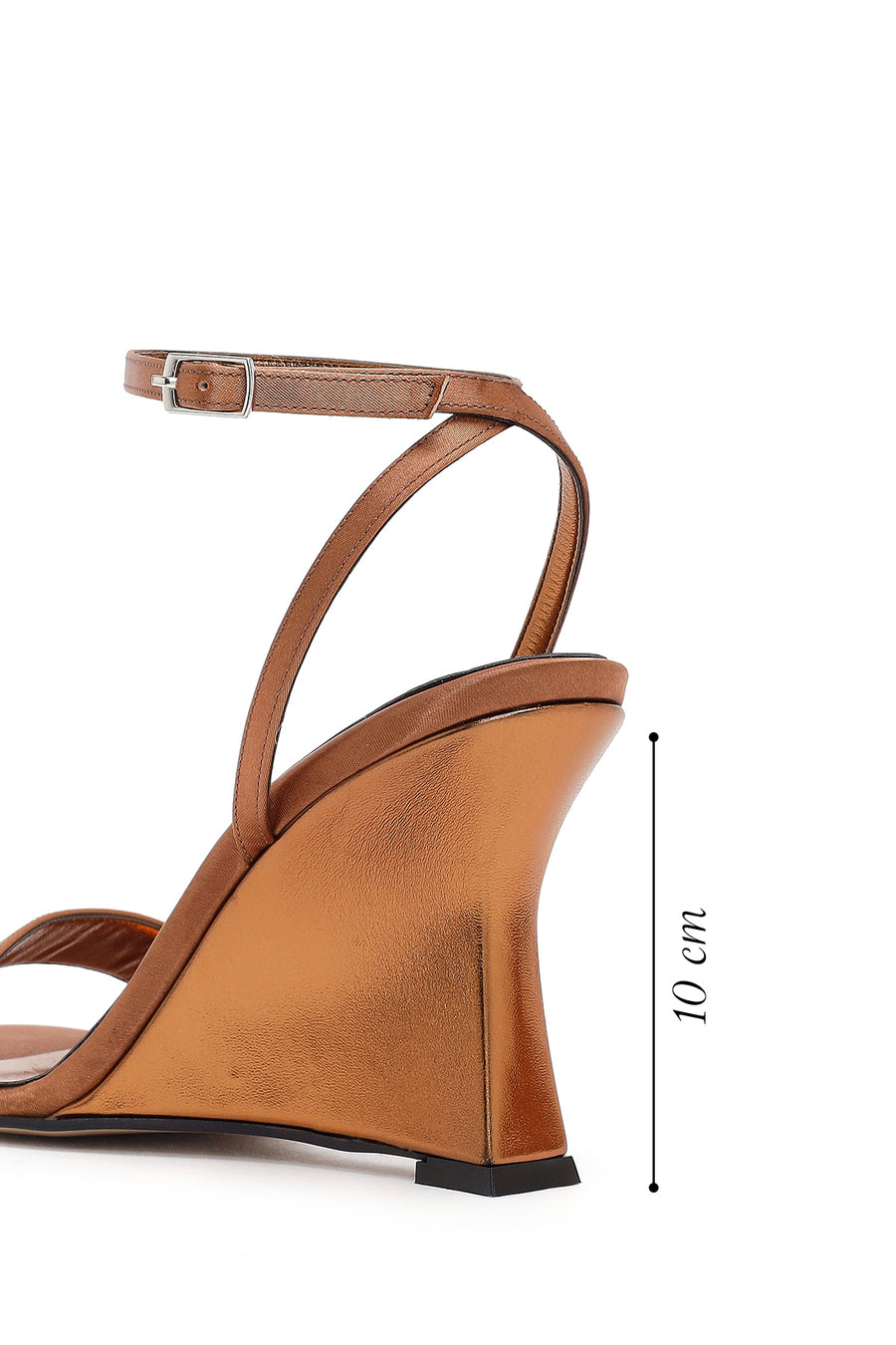 Women's Bronze Ankle Buckle High Platform Satin Sandals