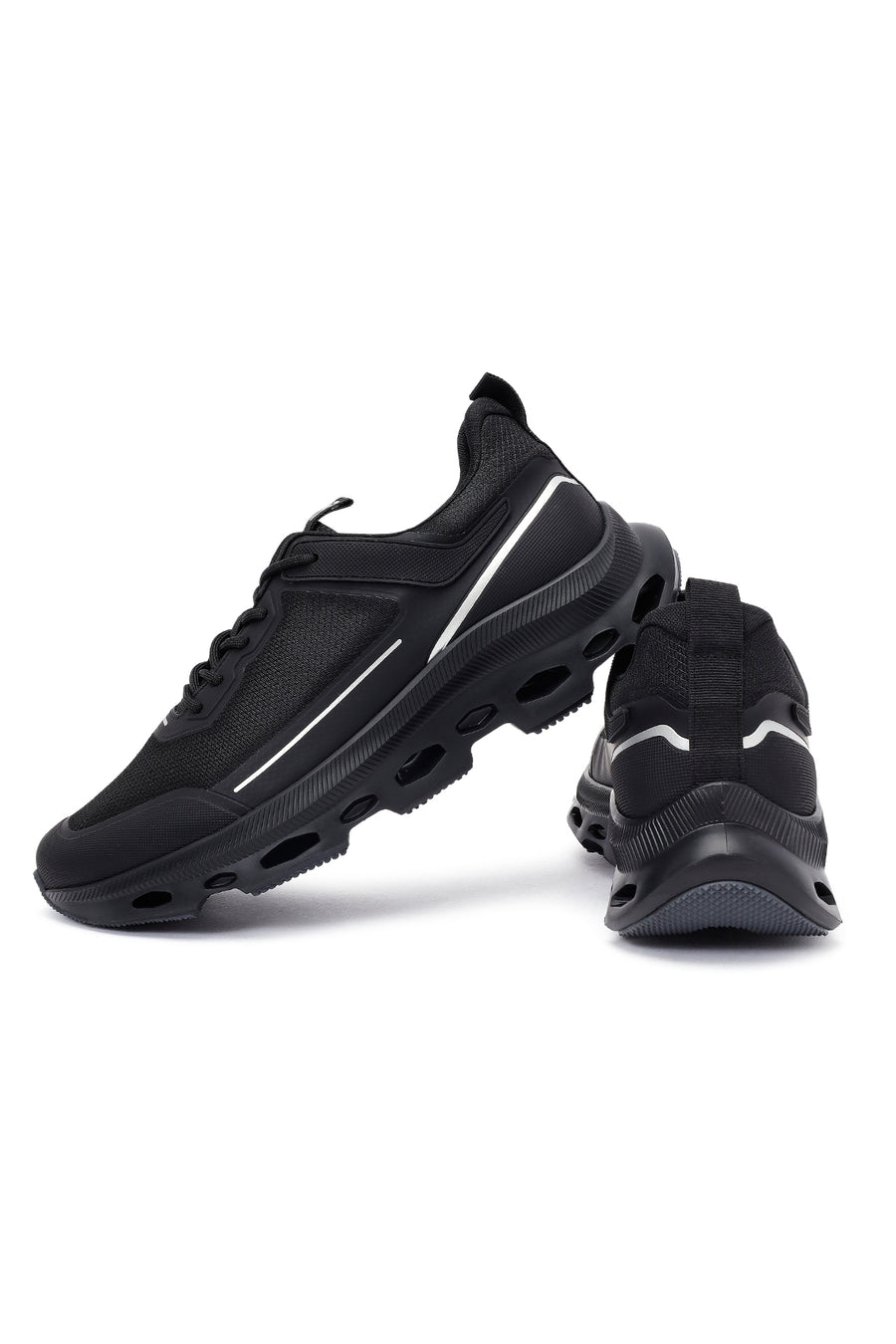 Erkek Siyah Bağcıklı Kalın Tabanlı Kumaş Sneaker
