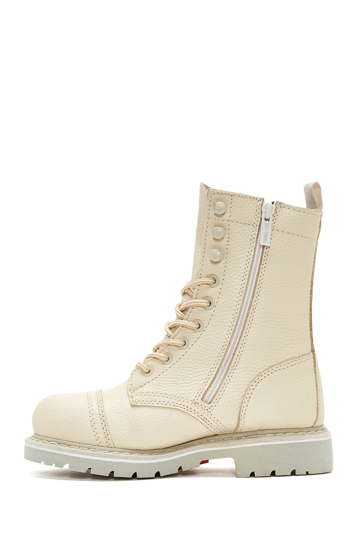 Harley Davidson Kadın Bej Colmar Fermuarlı Postal Deri Bot