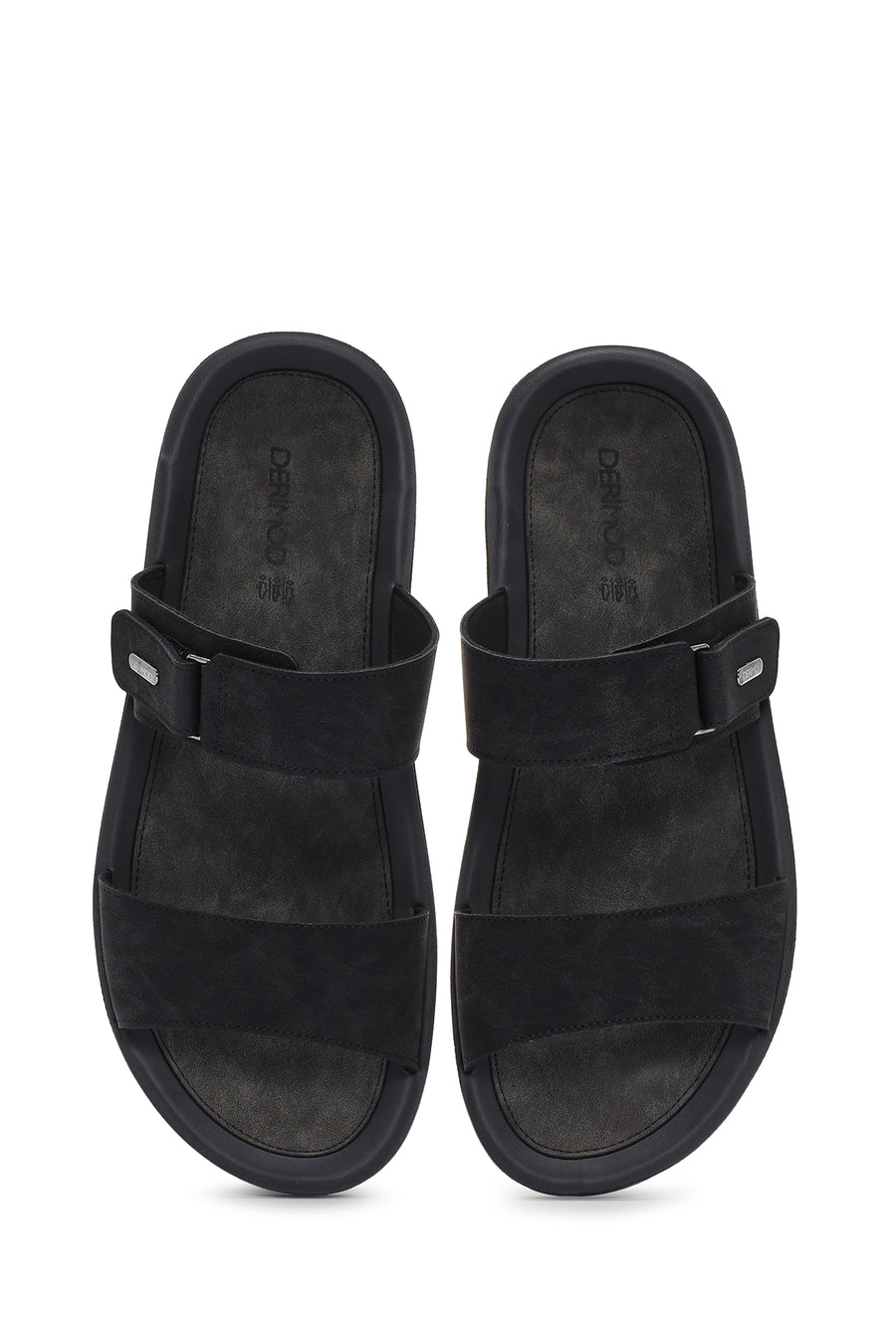 Men's Black Nubuck Leather Casual Slippers