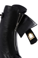 Women's Black Leather Buckle Heeled Boots | Derimod