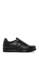 Women's Black Zippered Leather Comfort Shoes | Derimod