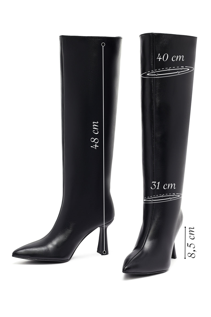 Woman Black Heels Leather Boot