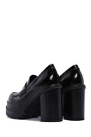 Women's Black Patent Leather Heeled Loafer | Derimod