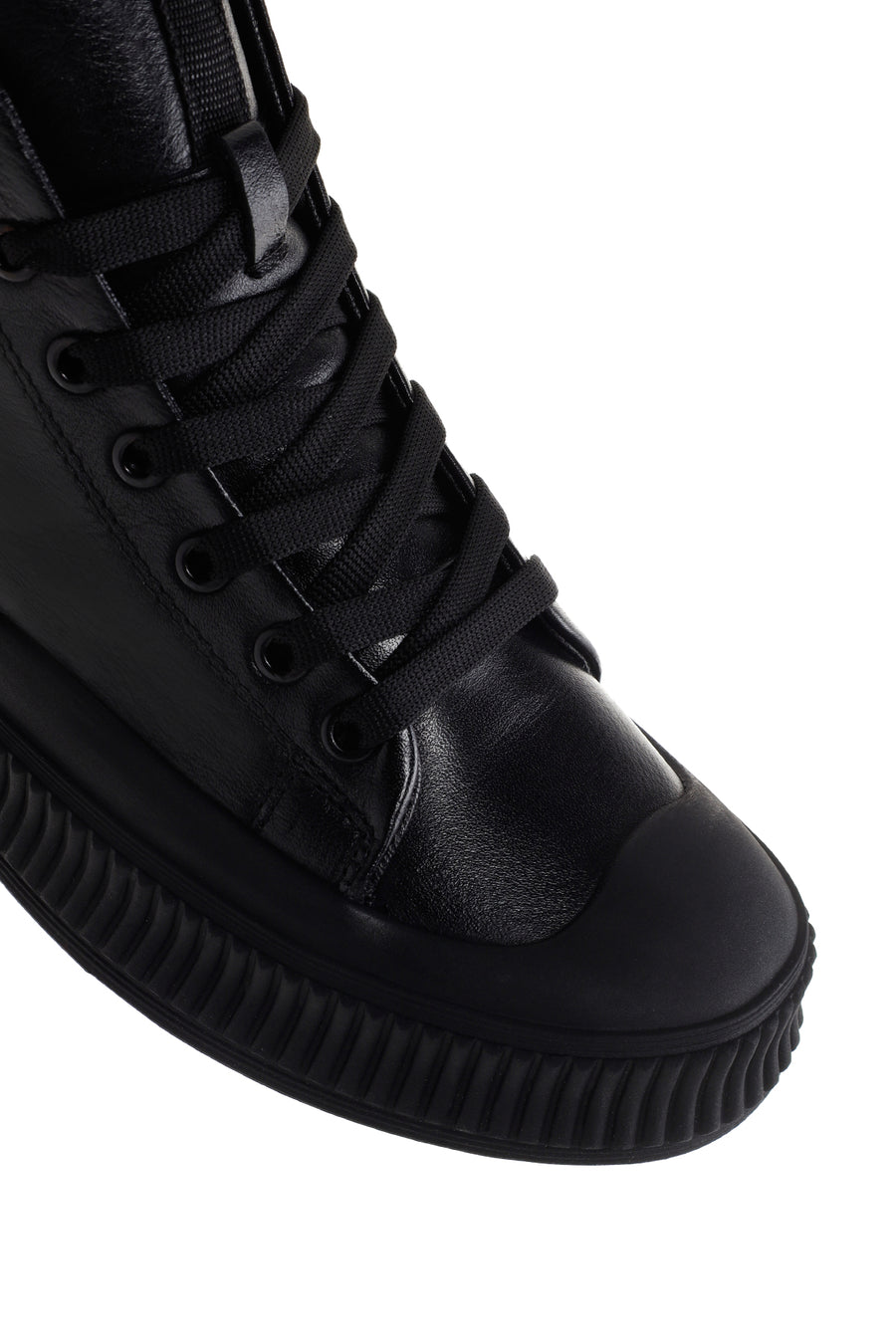 Men's Black Leather High Top Sneaker