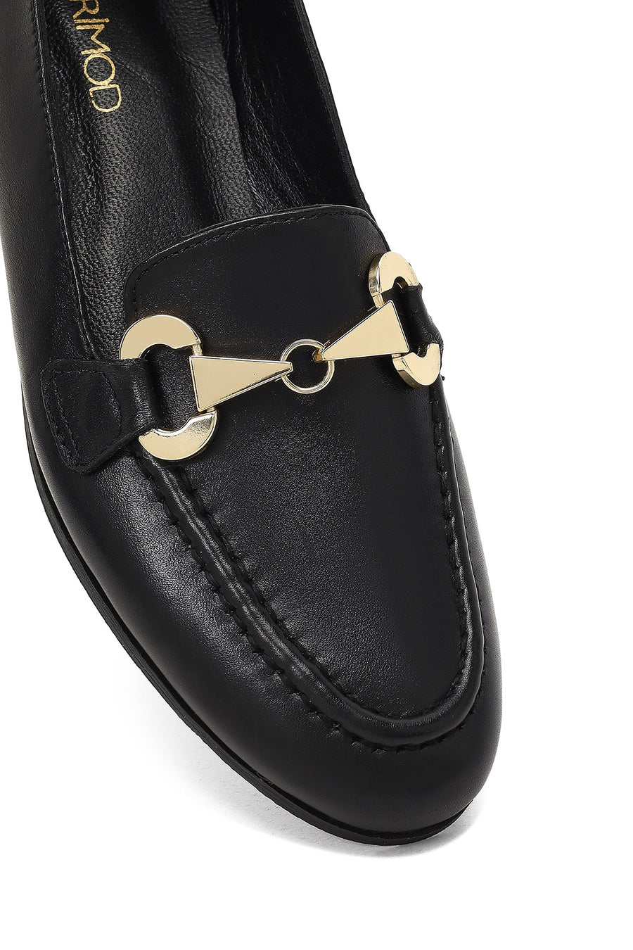 Kadın Siyah Tokalı Deri Loafer