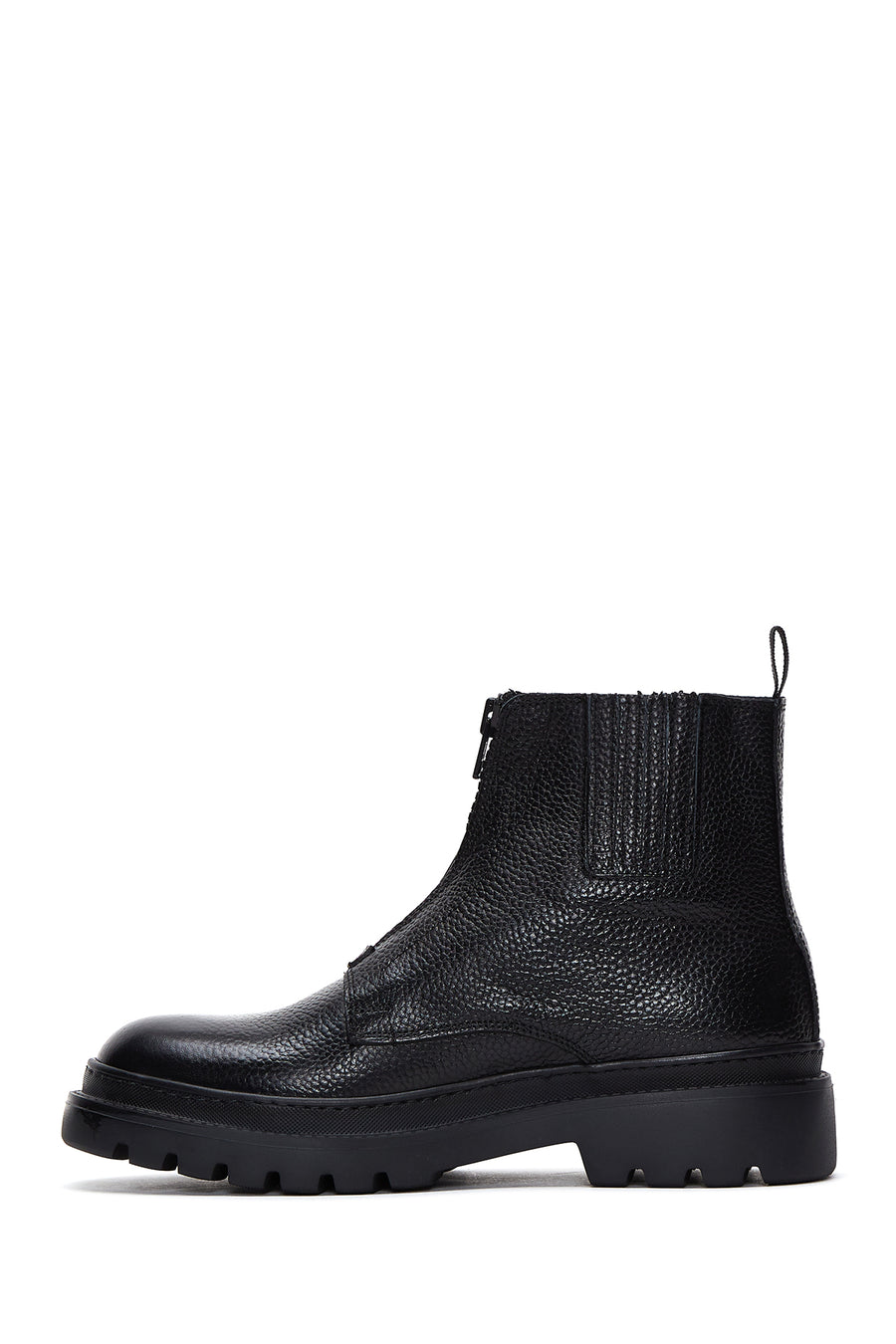 Men's Black Leather Casual Zipper Boots
