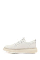 Men's White Lace-up Thick-Sole Leather Sneaker | Derimod