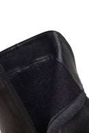 Woman Black Zip Closure Thick-Heeled Leather Boots | Derimod