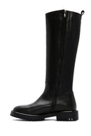 Women's Black Zippered Leather Boots | Derimod