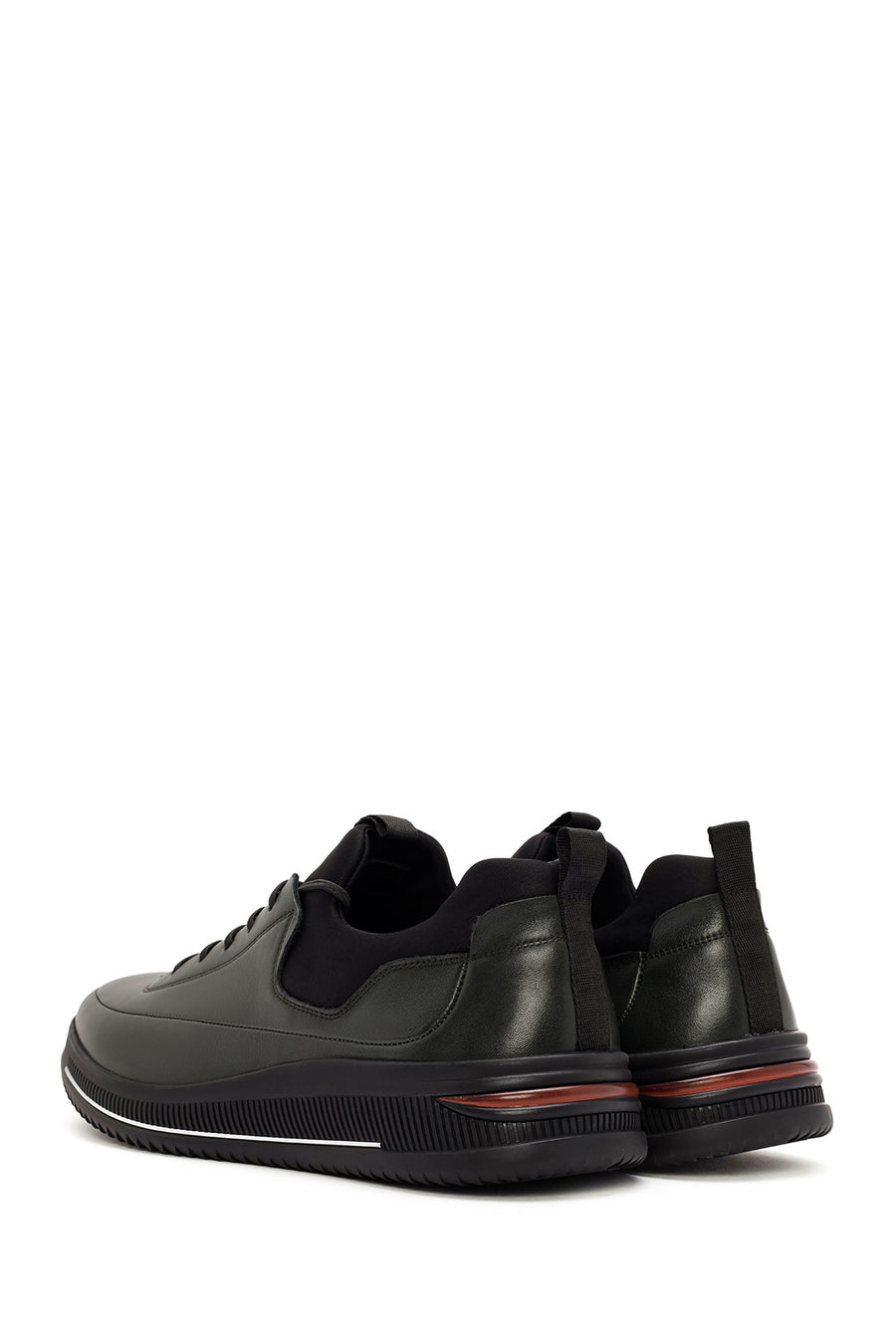 Erkek Yeşil Bağcıklı Deri Sneaker