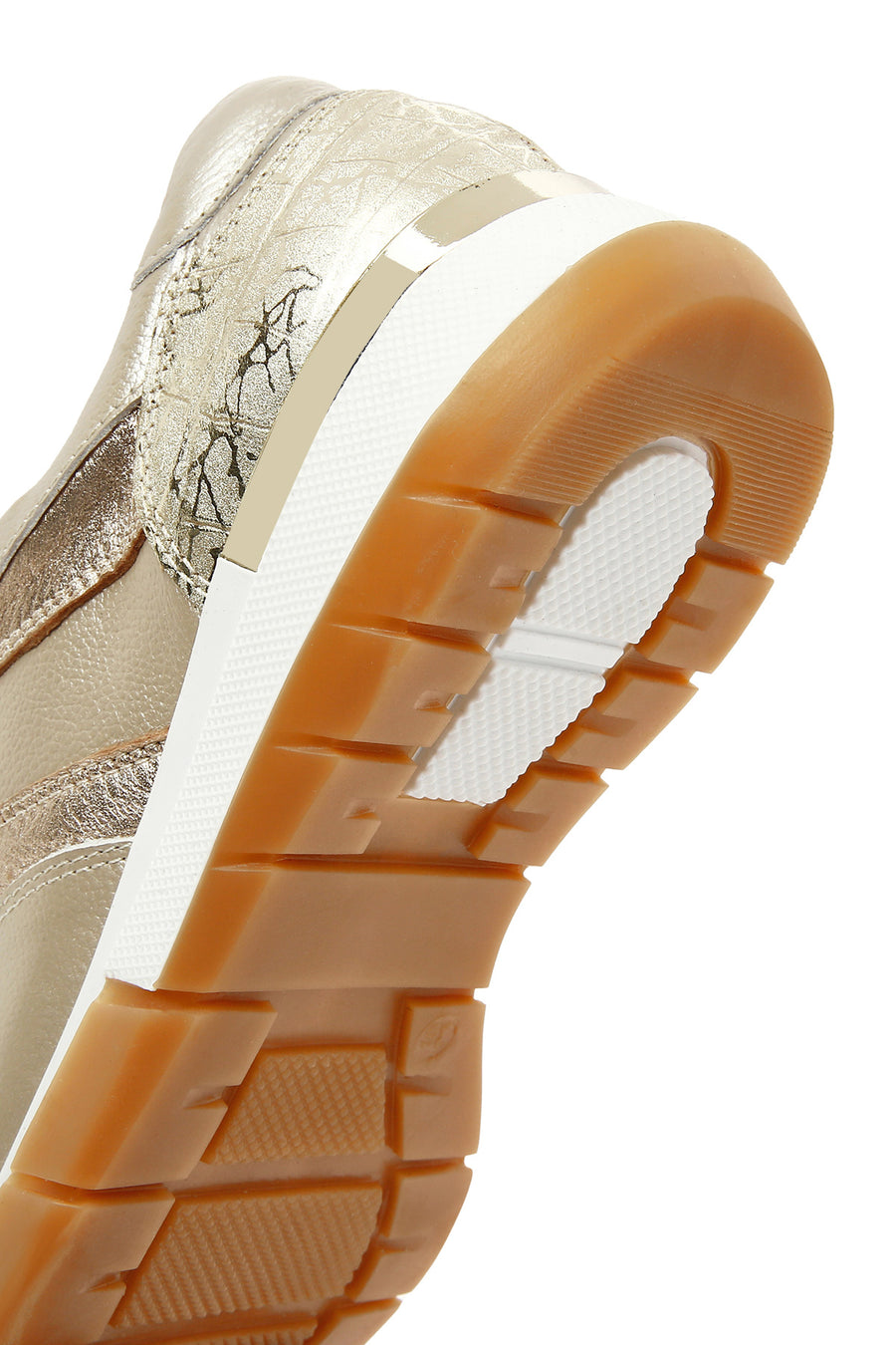 Kadın Altın Bağcıklı Yandan Fermuarlı Deri Sneaker
