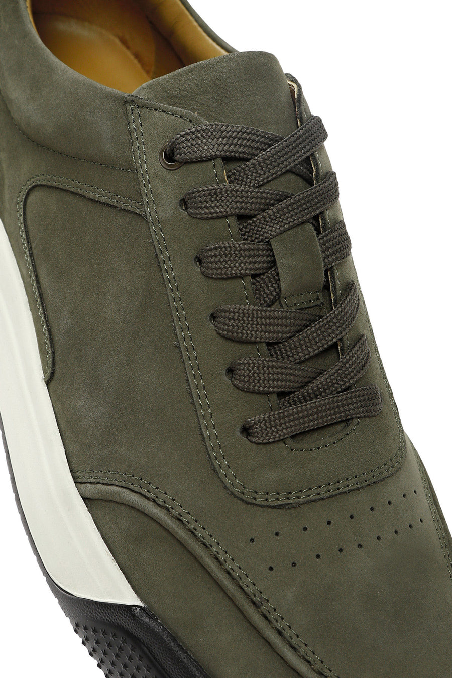 Erkek Yeşil Bağcıklı Nubuk Deri Sneaker