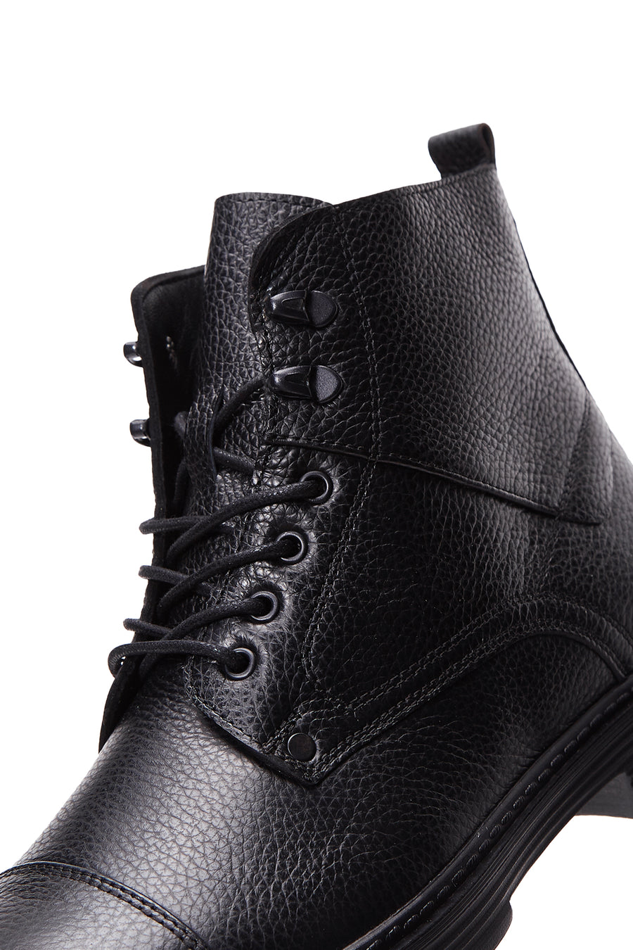 Men's Black Leather Flat Boots
