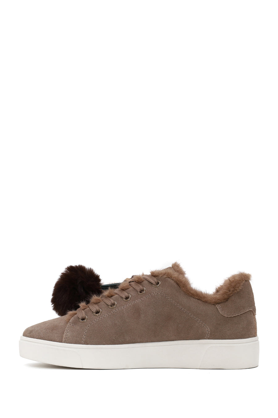 Woman Mink Lace-Up Charm Suede Teddy Leather Sneaker
