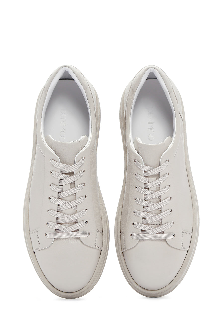 Men's Ecru Lace-Up Leather Sneaker