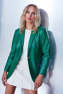 Dalida Women's Green Leather Jacket | Derimod