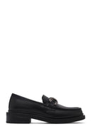 Kadın Siyah Tokalı Deri Maskülen Loafer | Derimod
