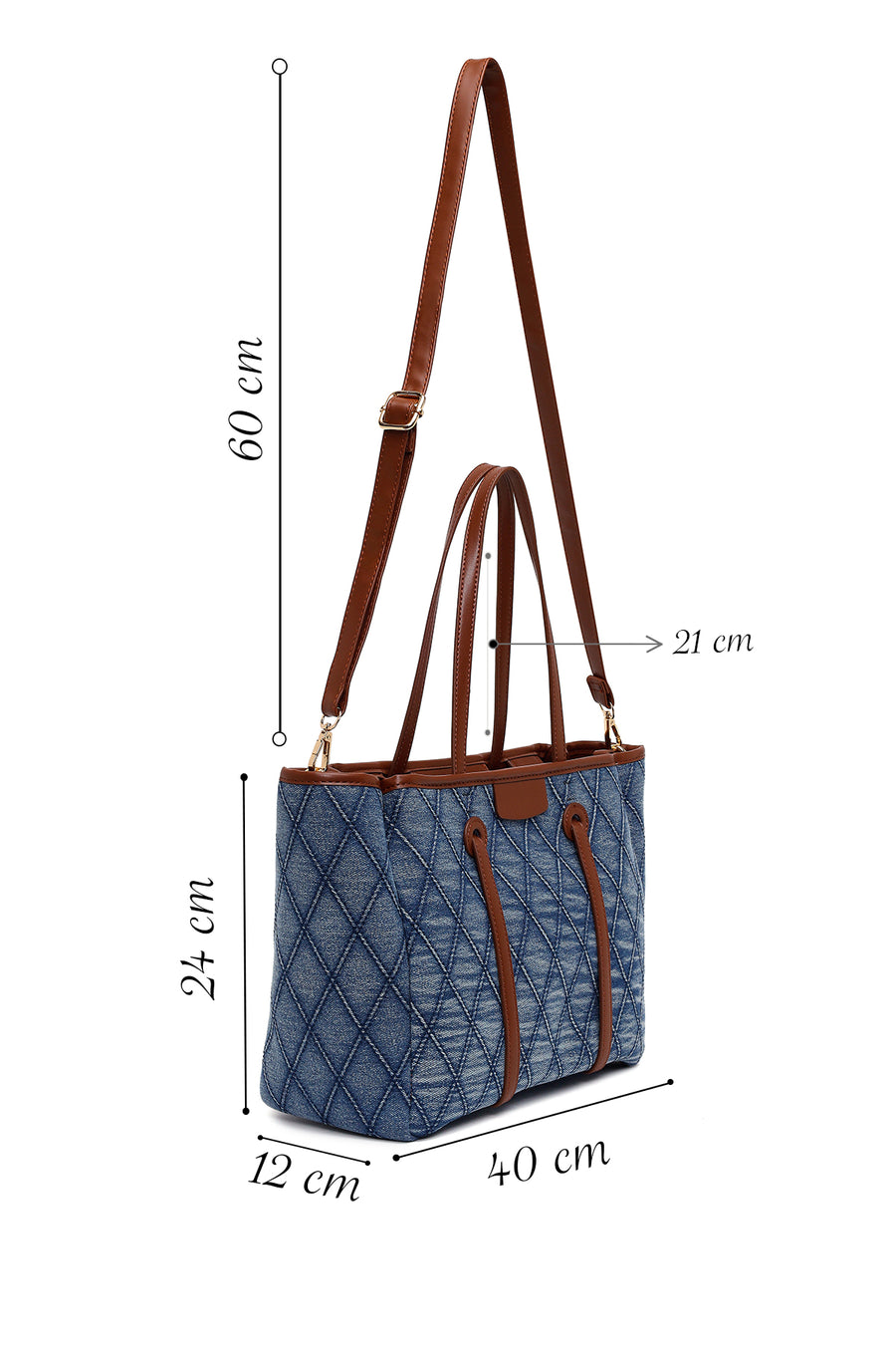 Woman Blue Jean Fabric Long-Strap Shoulder Bag