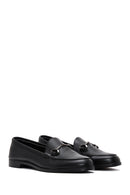 Women's Black Leather Buckle Classic Loafer | Derimod