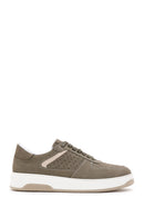 Men's Khaki Nubuck Leather Sneaker | Derimod